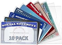UEHSNI 10-Pack Waterproof Social Security Card Protectors - 24 Mil Clear PVC Sleeves for SSN, Medicare, Credit, ID & Debit Cards