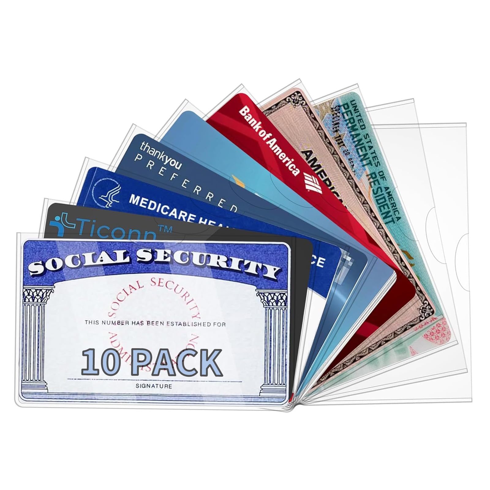 10 Pack Social Security Card Protector Medicare New Credit Card Holder 24 Mil Soft Clear Card for Waterproof