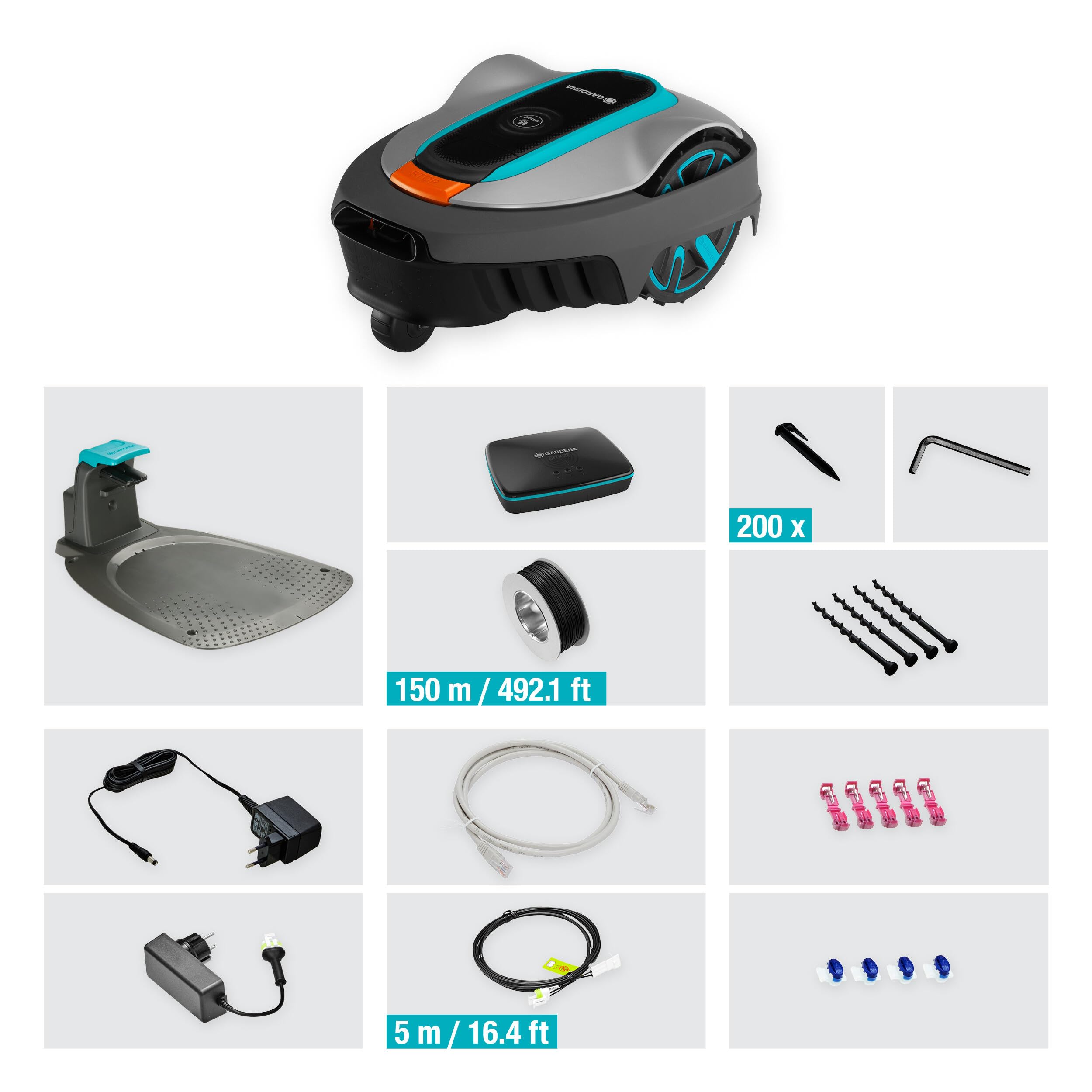 Gardena Robot cortacésped Smart SILENO City 400 m²: tecnología Lona AI, Control con aplicación, SensorControl, para Pendientes máx. 35 por ciento, Easy Passage, versión ES (19605-74)