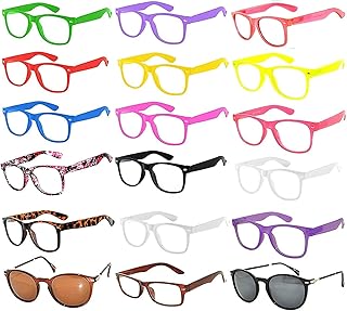 Wholesale New Plastic Fashion Vintage Clear Lens Sunglasses Colored Frame 18 Pack