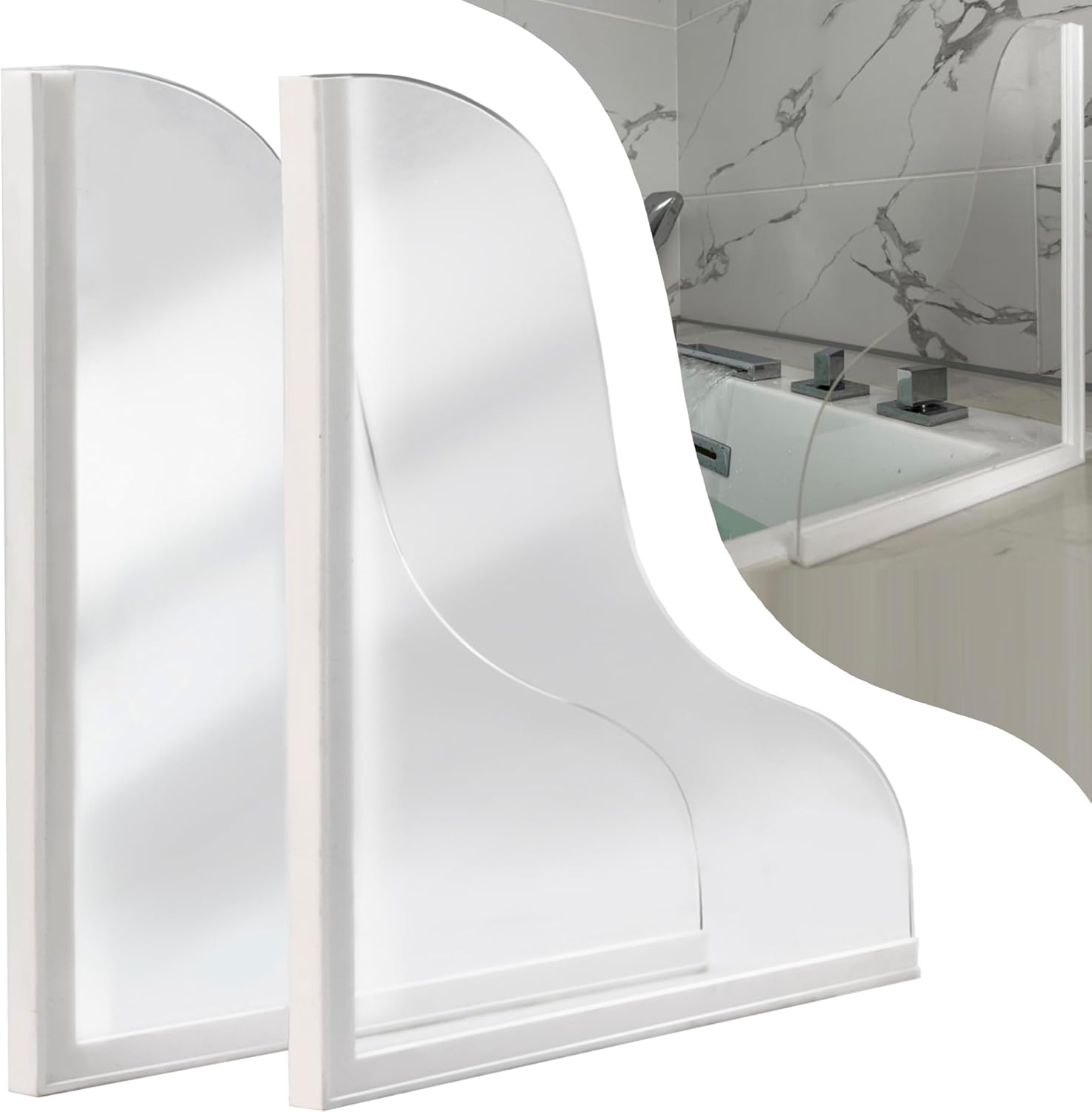 Shineligee 2 Pack Updated Shower Splash Guard, Large Splash