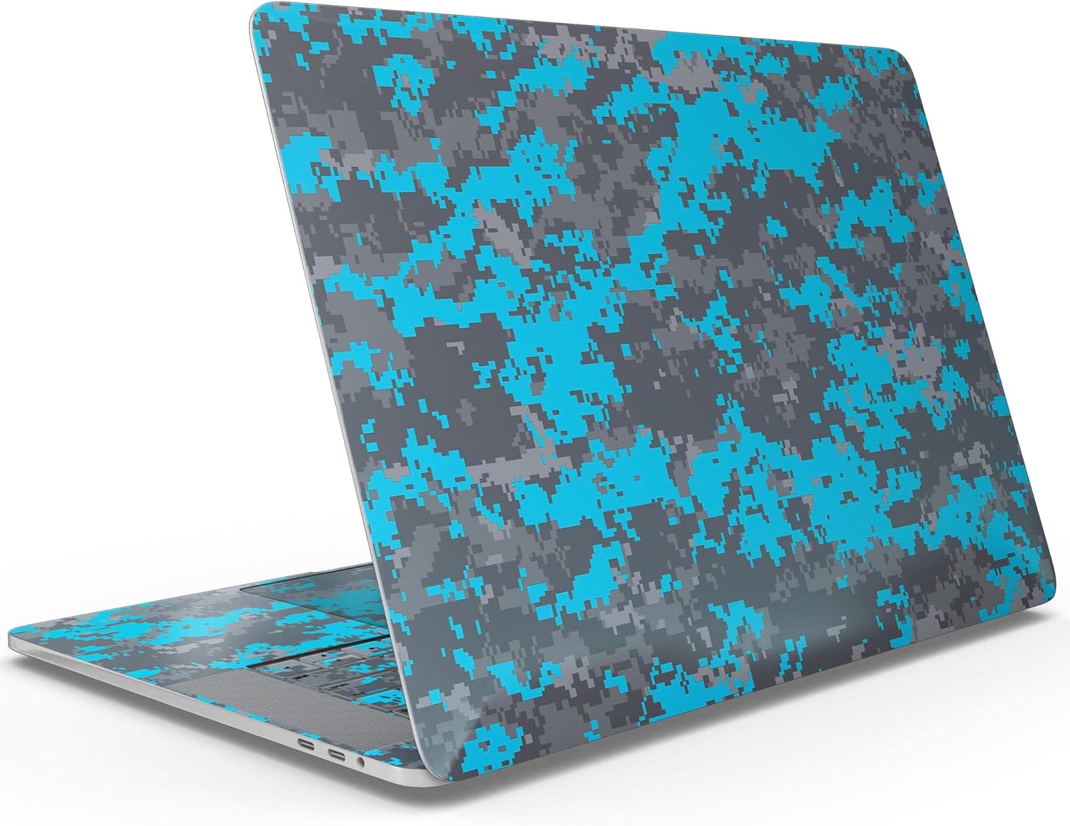DesignSkinz - Bright Blue and Gray Digital Camouflage - Full-Body Wrap Protective Decal Skin Kit Compatible with MacBook 14" Pro M1 (A2442)
