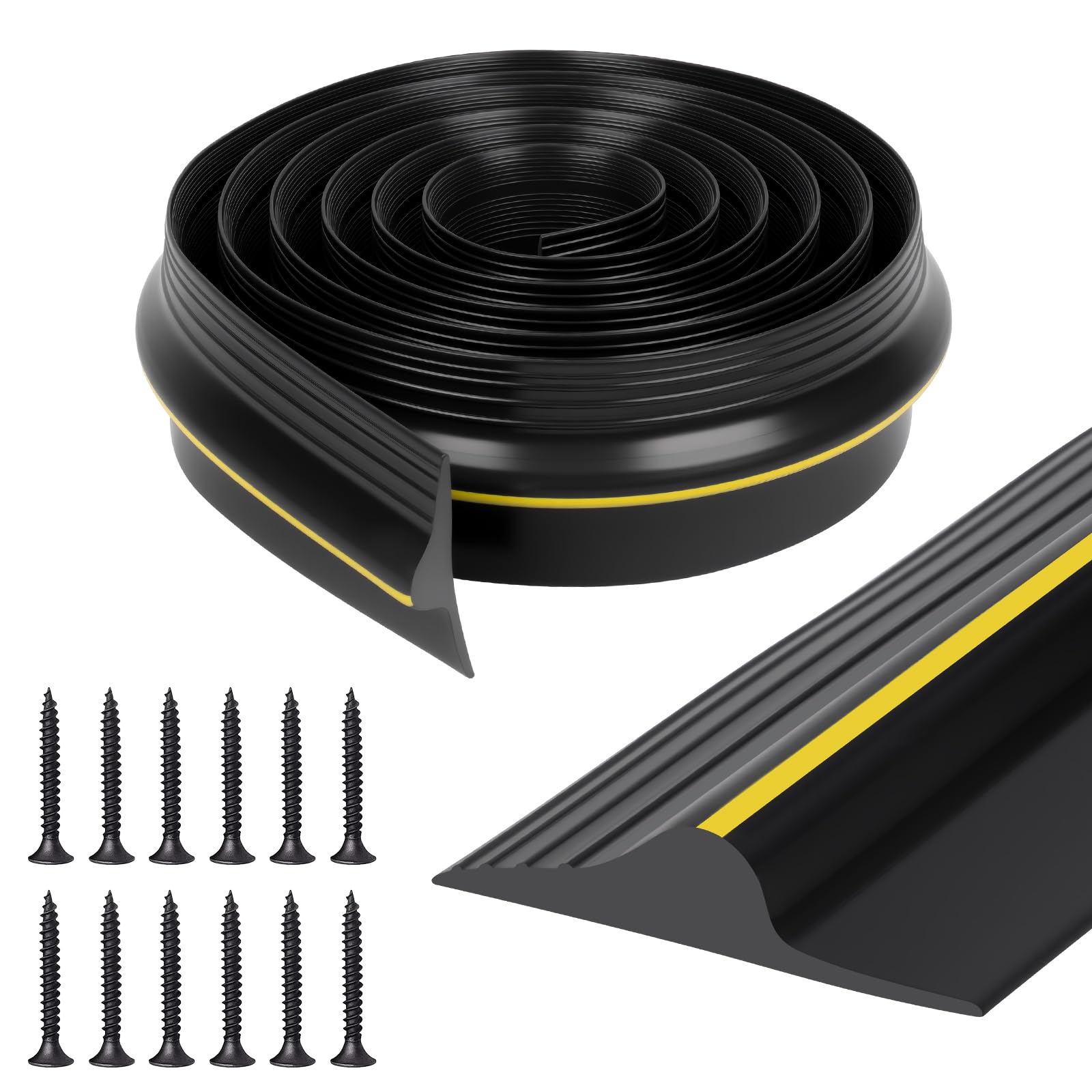 Guarnizione Soglia Porta Garage, 80mmx18mm×3m Guarnizione Inferiore in Gomma, con 12 Viti, Door Floor Seal Strip Ideale, per Porte Garage e Magazzin, Blocca Sporco Foglie Agenti Atmosferici