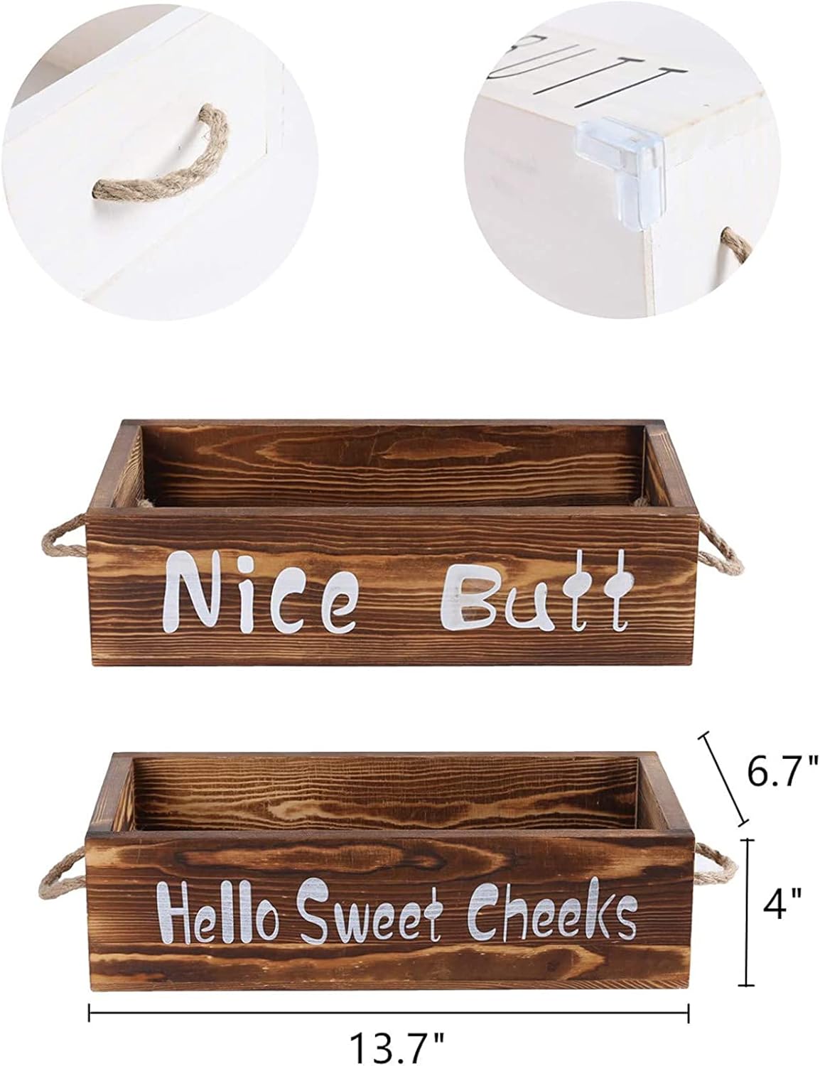 YCOCO Bathroom Decor Box, 2 Sides with Funny Sayings ,Wood Toilet Tank Storage Tray, Vintage Wooden Organizer for Tissues, Rustic Toilet Paper Holder,Farmhouse Kitchen Bathroom Decor,Brown : Tools & Home Improvement