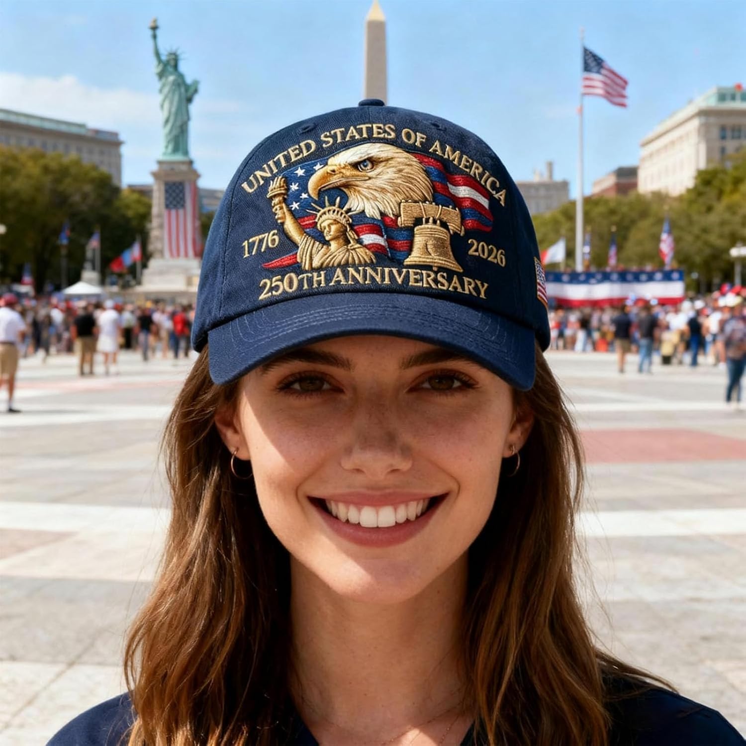 US 250th Anniversary Baseball Cap - Patriotic Eagle Embroidered Cap, Adjustable Cotton Baseball Cap for Both Men and Women - Image 4
