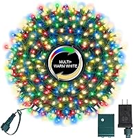 Vista 34 de LAMPHOME - Cadena de luces decorativas navideñas de 33 pies, 100 luces LED de alambre verde, luces de hadas estrelladas enchufables, 16 modos