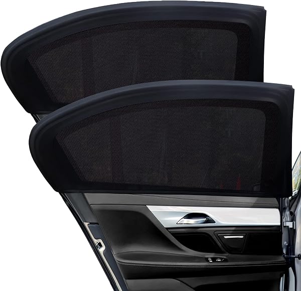 2 Pack Car Window Shades for Baby,Car Blinds for Windows with a stretched size of 54 x 100cm,Breathable Mesh Sun Shade for Baby,Universal Fit for 99% of Vehicle Models,Protect Kids from Sun Glare - 1