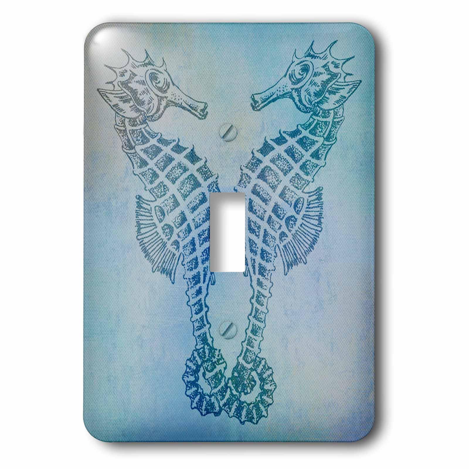 Interrupteur à bascule aqua seahorses 3drose pour remplacer une plaque murale unie