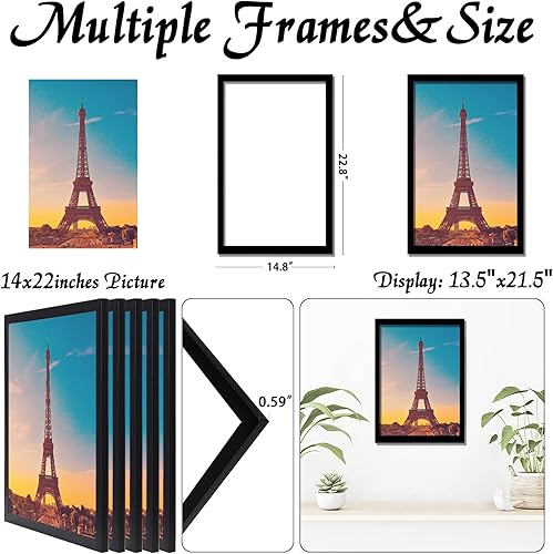 Miniatura 9 de icariery Juego de 5 portarretratos de 16 x 20 pulgadas, marcos de fotos blancos de alta transparencia para galería de pared horizontal de escritorio