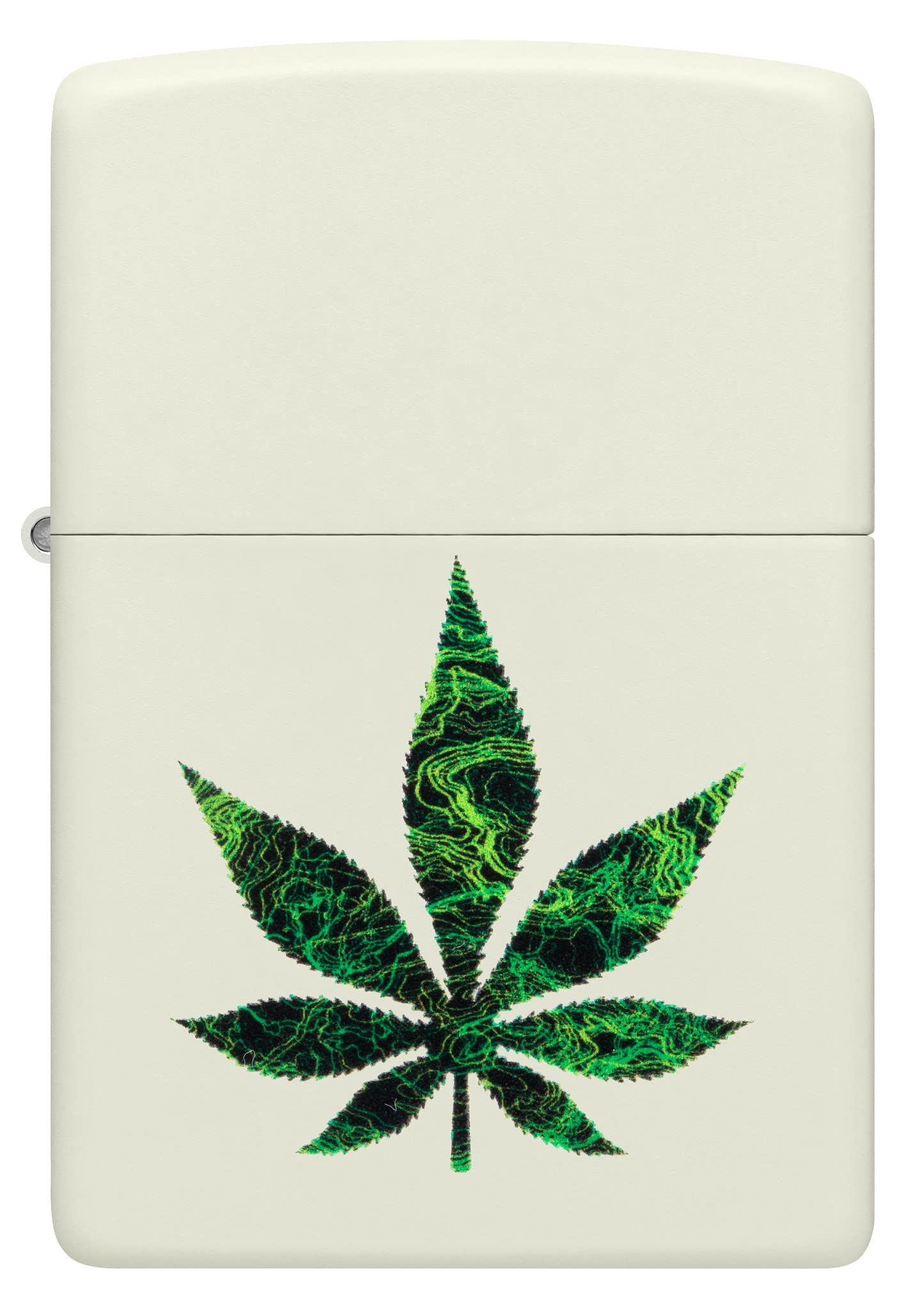 Zippo Sturmfeuerzeug - Modell Cannabis Glow - White mit Color Image, Glow-in-The-Dark Finish - Nachfüllbar - Wiederverwendbar - Windfestes Design - Made in USA