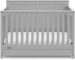 Graco Hadley 4-in-1 Convertible Crib with Drawer,Pebble Gray,Easily Converts to Toddler Bed Day Bed or Full Bed,Three Position Adjustable Height Mattress,Some Assembly Required (Mattress Not Included)