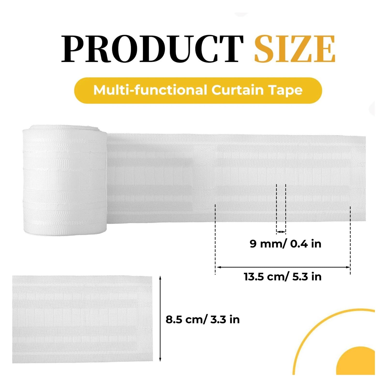 Rufflette pour Rideaux Bande de Rideau multifonctionnelle, Bande d'en-tête for Rideaux, Bandes plissées pincées, à tête étroite, Ceinture en Tissu(6m)