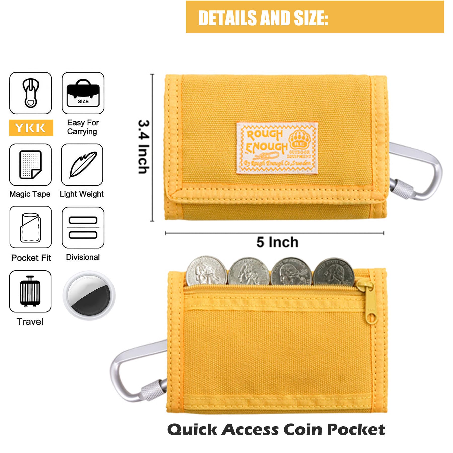 Rough Enough Kids Wallet for Boys Girls Preppy Teen with Neck Lanyard Keychai...