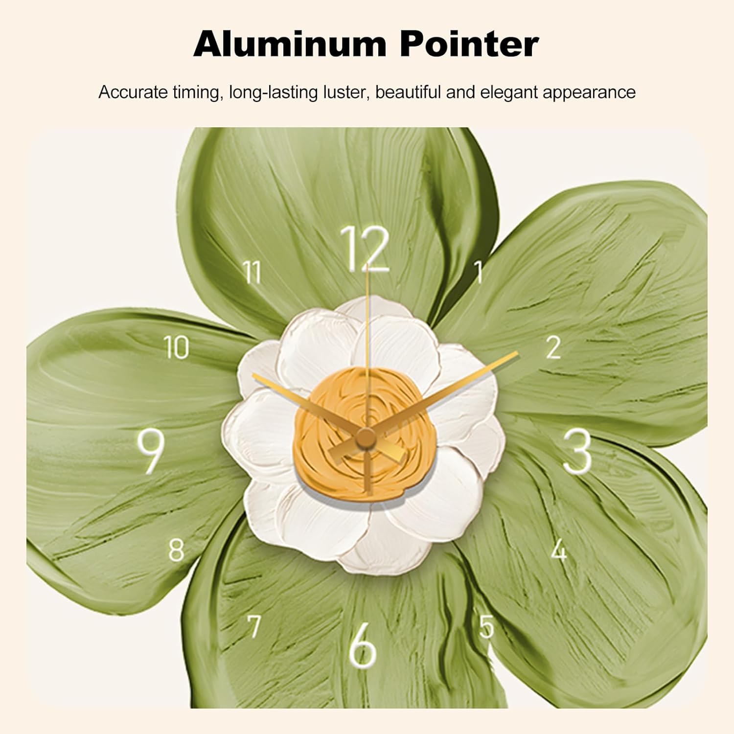 Ergocar Wall Clock, Art Deco Crystal Porcelain Flower Modern Wall Clock, Battery Powered Suitable for Living Room, Bedroom, Study, Office