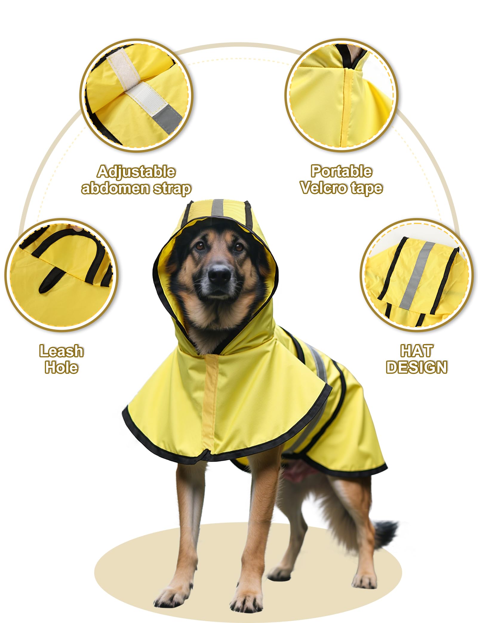 Poncho impermeabile per cani, giallo, XL