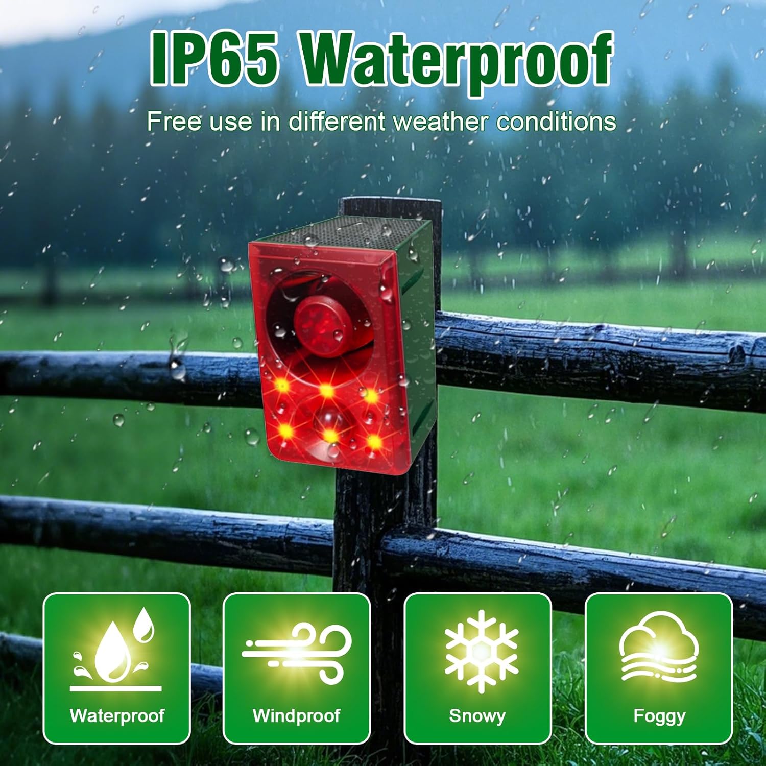 ChunHee Solar Outdoor Motion Sensor Alarm with Dog Barking Gunshot Sound, Support Recording and Adjustable Volume, 130db Loud Noise Maker 3 Work Modes Strobe Light for Home, Villa, Farm, Barn (3pack)