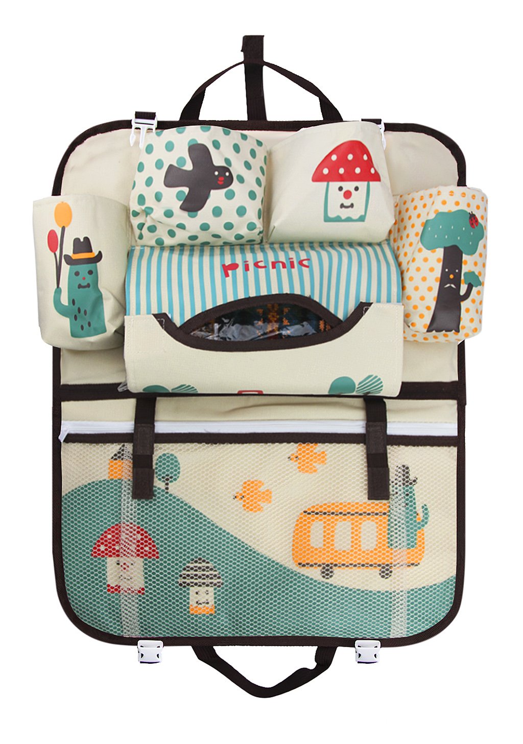 Organisateur Siège Auto Enfant - 2 Pièces Avec Plateau Pliable, Poches Rangement | Protection Dossier, Tissu Oxford, Installation Facile