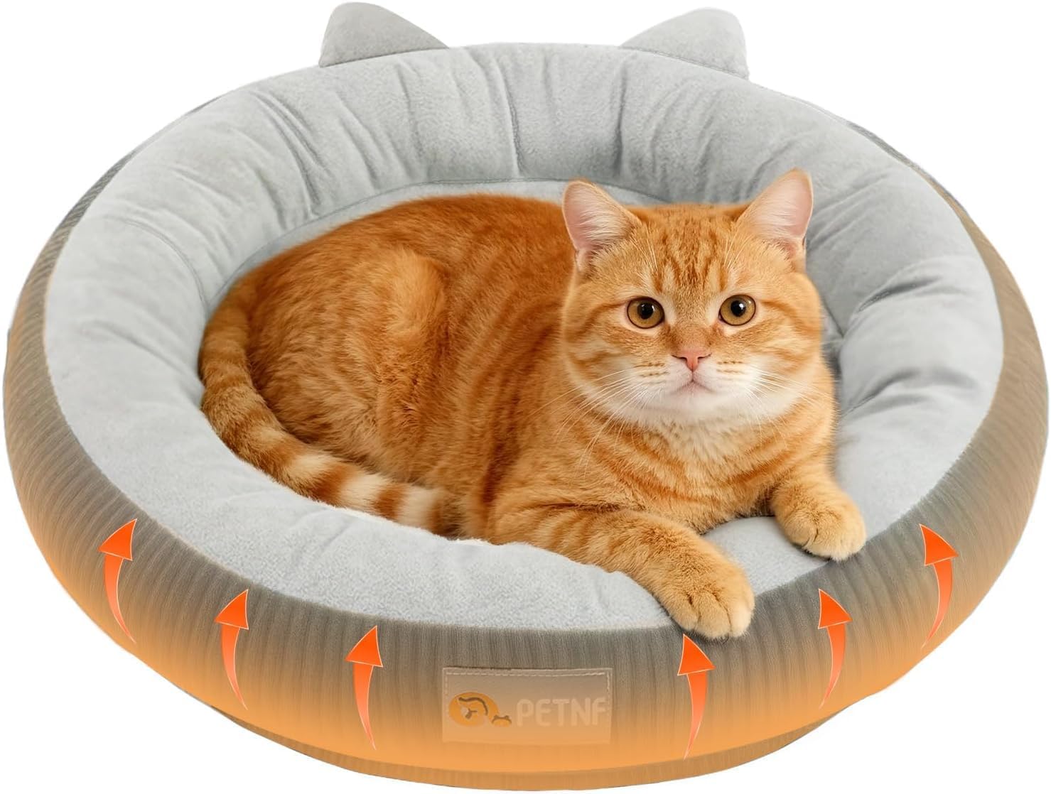 Heated Cat Bed for Indoor Pets – Constant Temperature 100.4-107.6℉ Donut Cat Heating Pad with Chew Resistant 87 Inch Cord, Washable Cover, Cozy Round Pet Bed for Small Cats Kittens Dogs