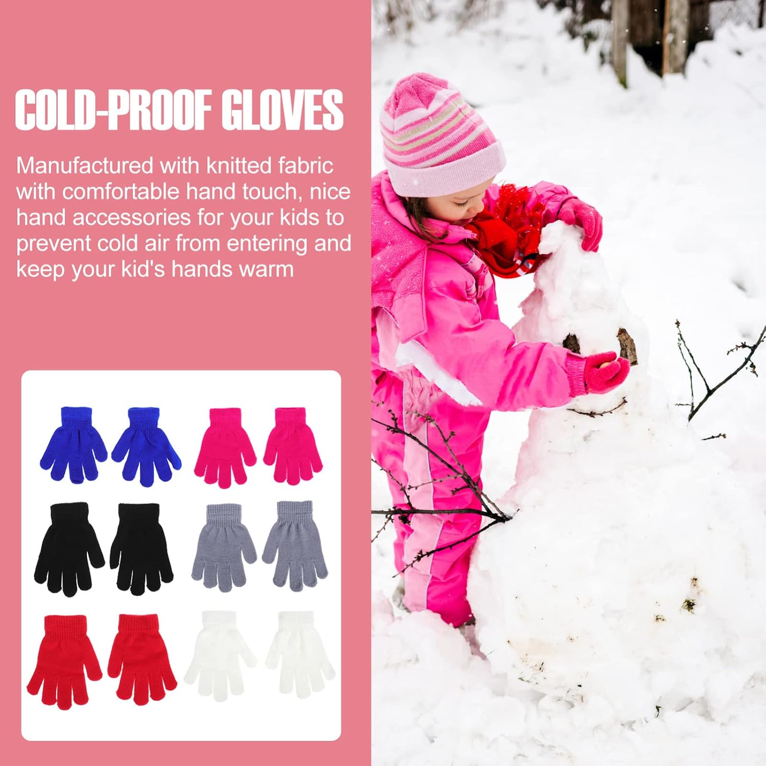 6pairs Boys and Girls Outdoor Gloves Warm Comfortable and Mittens for Boys Girls for Skiing Snowboarding and More