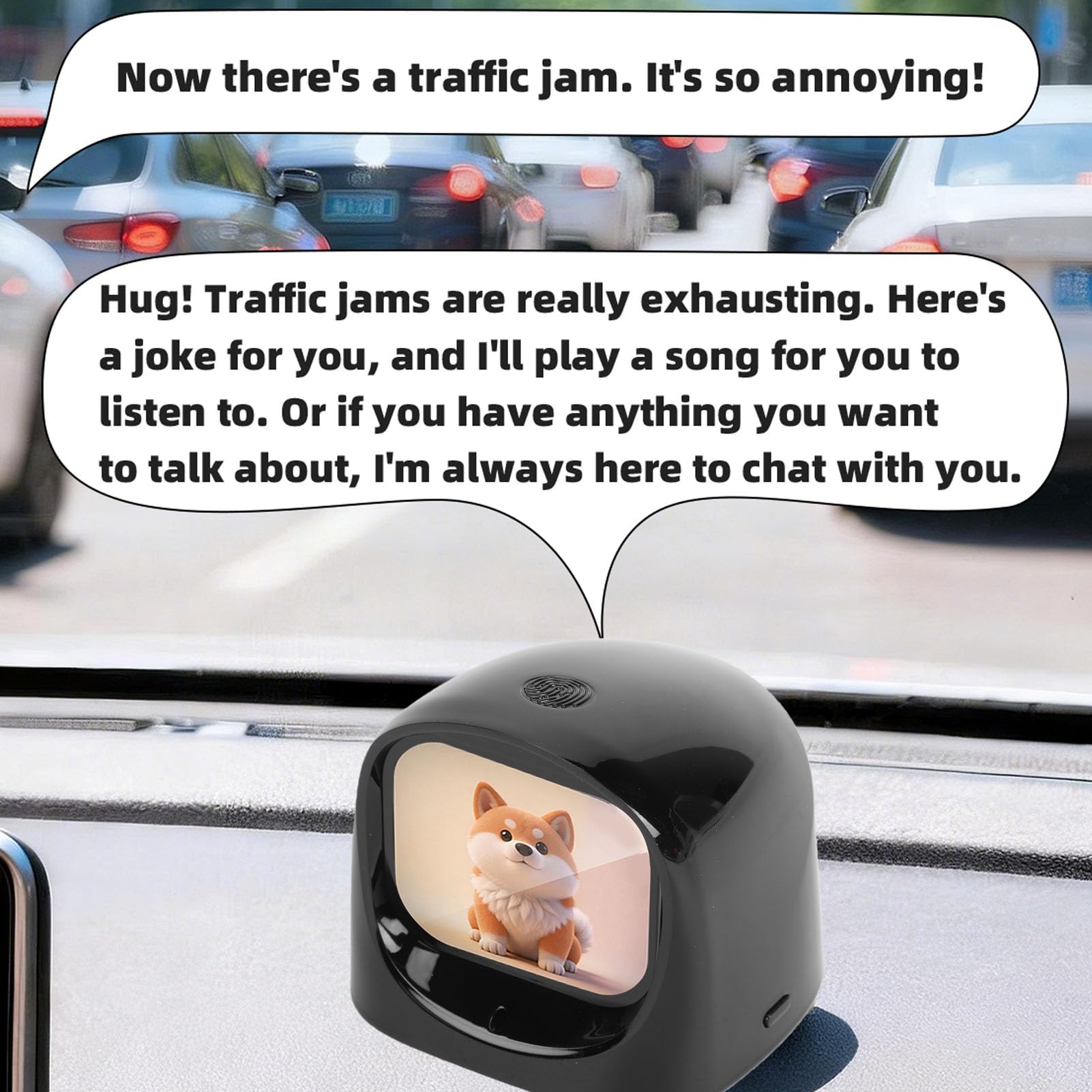Dpofirs Robot da Cruscotto per Auto, Compagno di Animali Elettronico Intelligente AI con Supporto Magnetico per Intrattenimento di Guida per Bambini e Famiglie (BLACK)