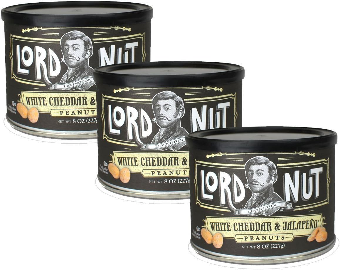 Lord Nuts Levington White Cheddar and Jalapeno Peanuts Certified Kosher 24 oz 3 pack(Dairy)