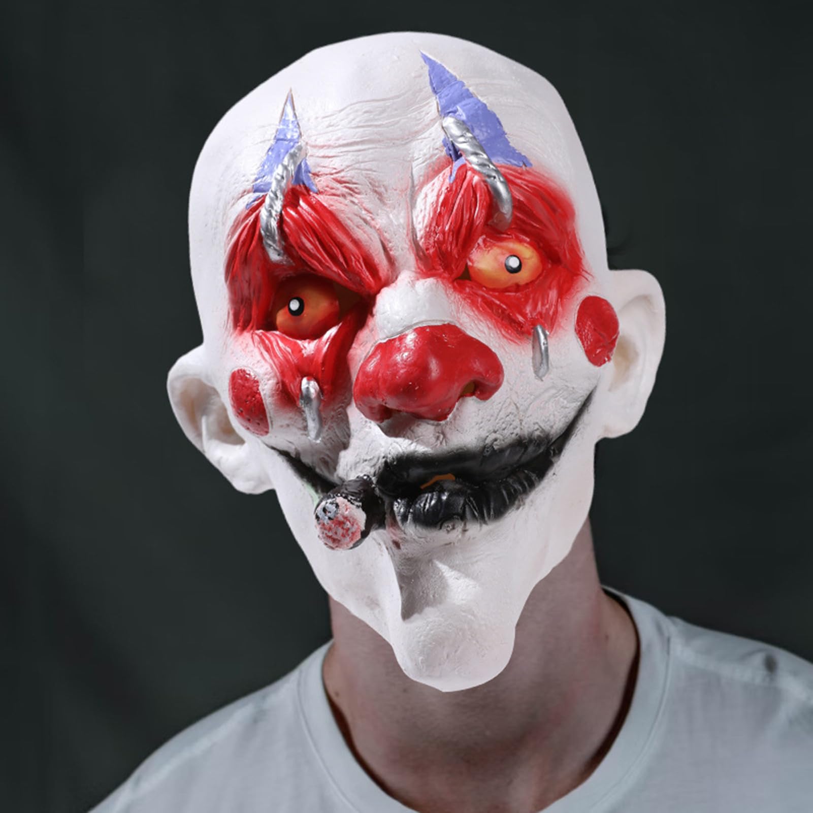 Maska na głowę klauna kostium na imprezę halloweenową maski na twarz zwierzę lateks cosplay przebranie rekwizyty dla dorosłego dziecka