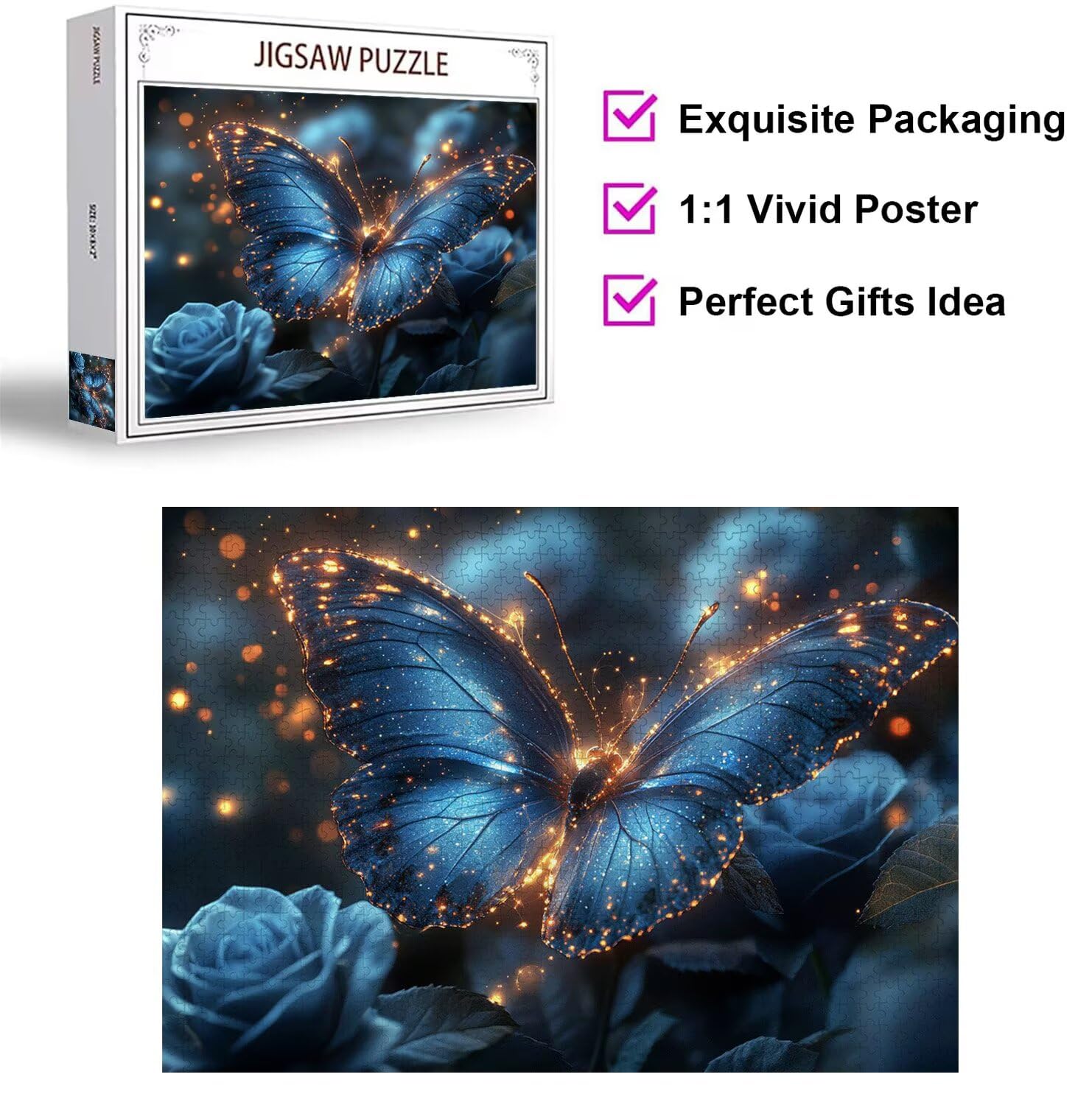 Puzzles 3000 Piezas, Puzzle Madera Mariposas Rosa, n-243