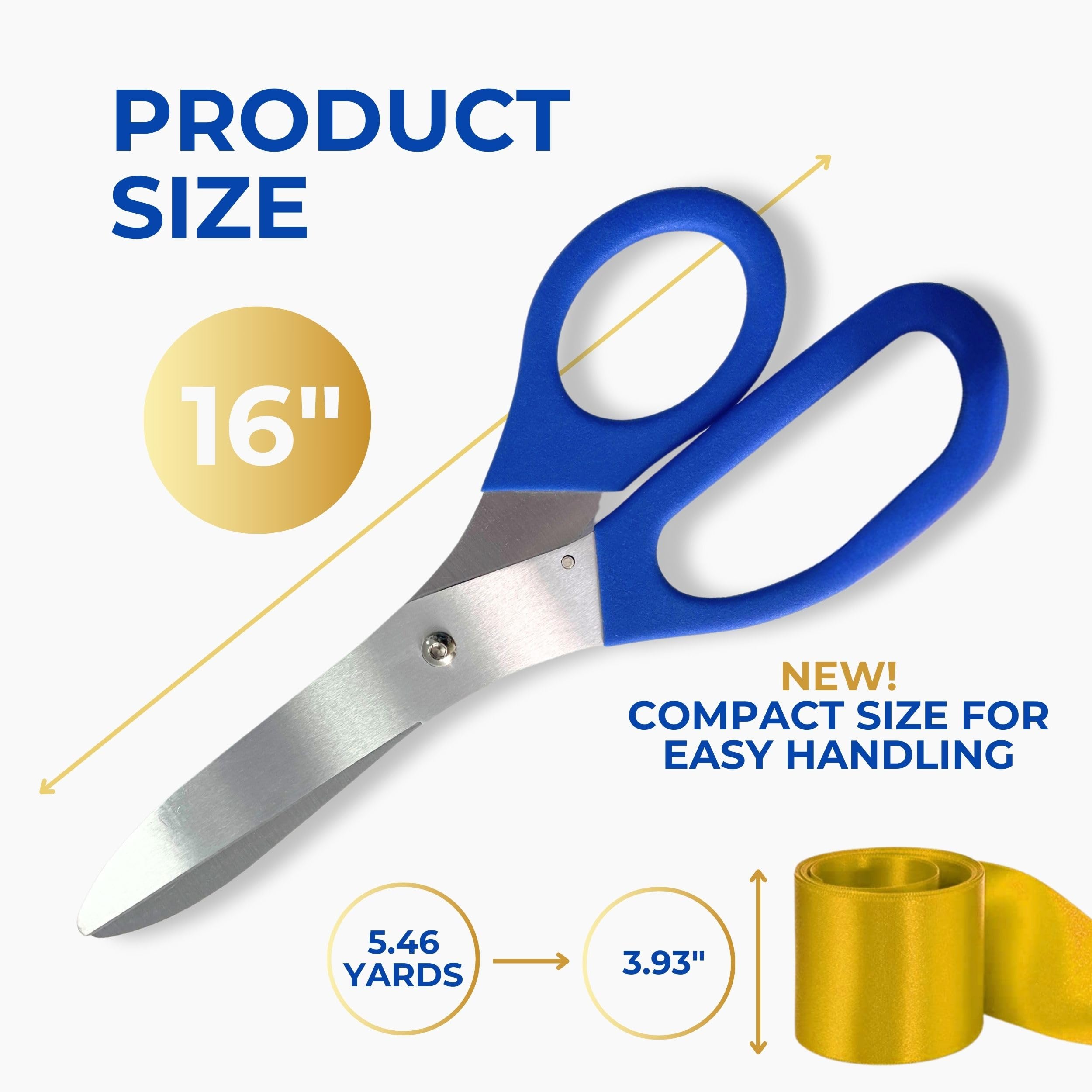 Grand Opening Kit - Blue 16 Inch Ceremony Scissors & Gold Ribbon Ribbon Scissors Cutting Decorations & Grand Opening Supplies - Image 3
