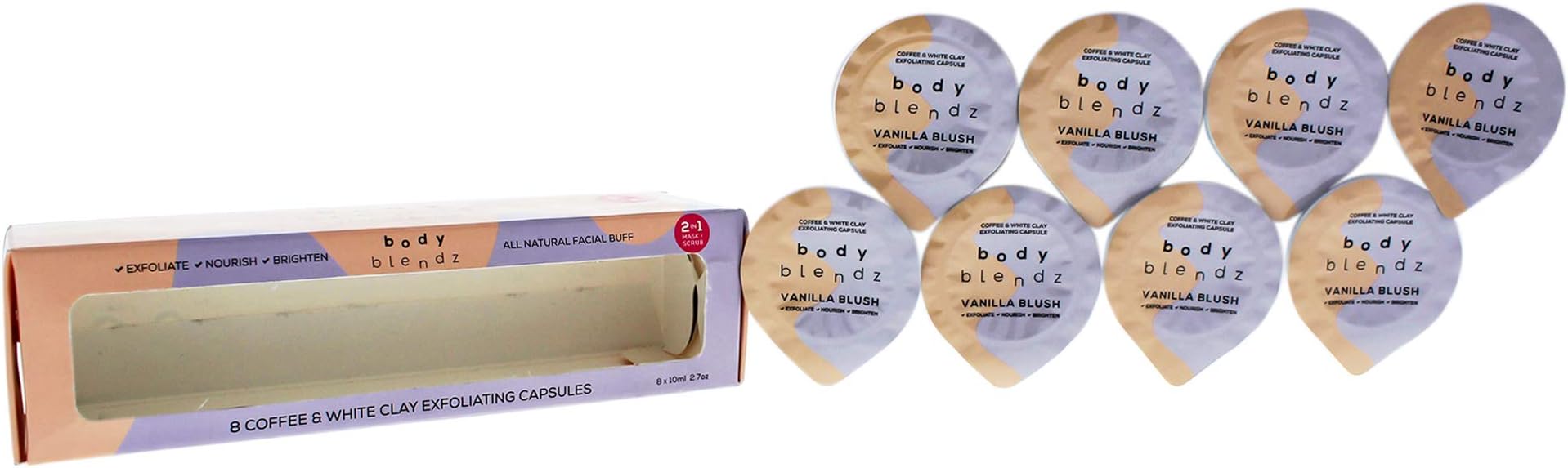 2-in-1 Mask and Scrub Exfoliating Capsules by BodyBlendz for Women - 8 x 2.7oz Exfoliator