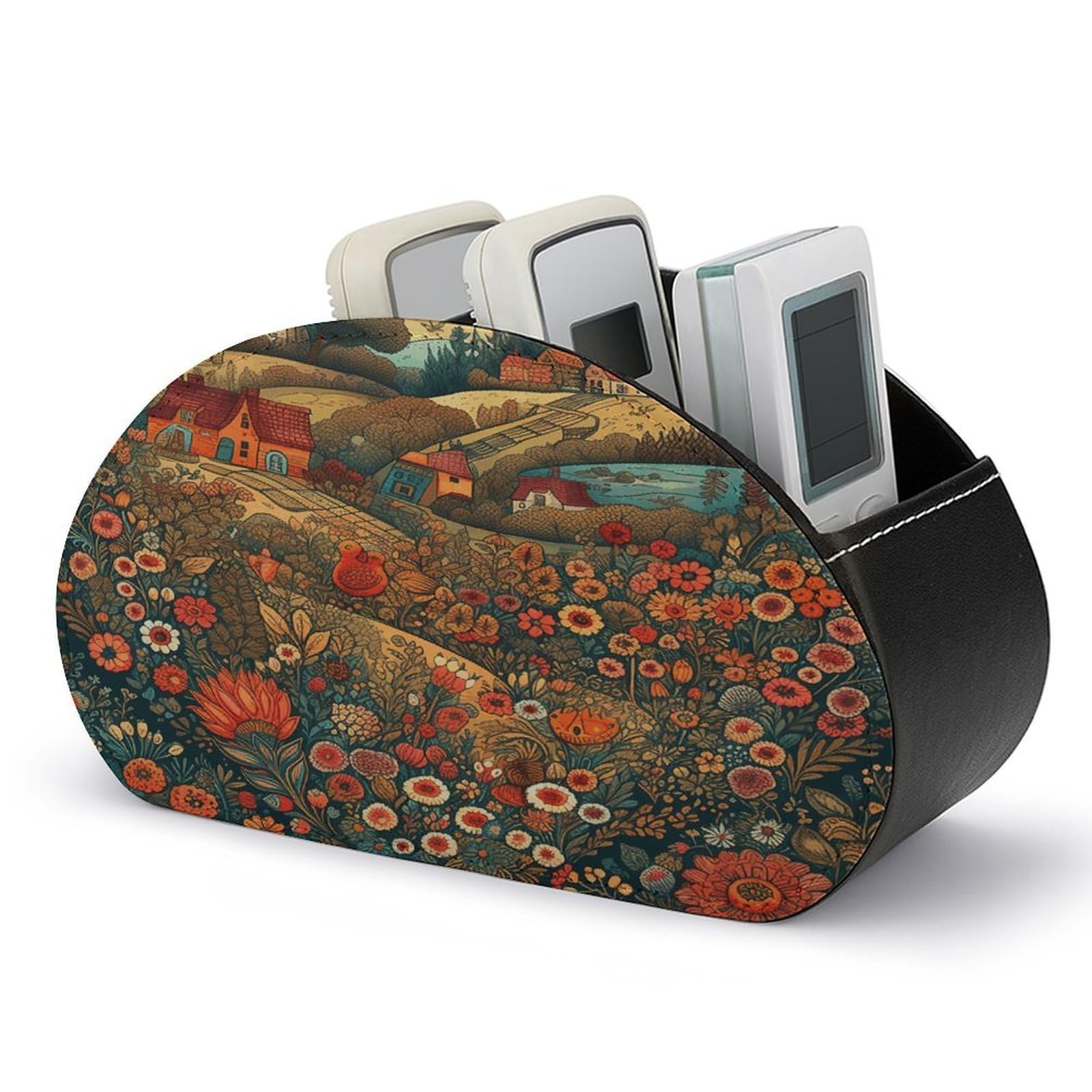 Btcowzrv Style Heart Made Of Flowers Remote Control Holder With 5 Compartments
