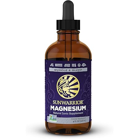 Sunwarrior Magnesium Natural Ionic Liquid Supplement Drink Additive Features Trace Minerals to Support Brain Heart & Muscle (4 FL Oz)