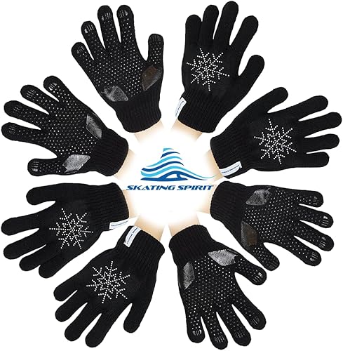 Miniatura 6 de SkatingSpirit - Guantes acolchados de gel para patinaje sobre hielo con copos de nieve de diamantes de imitación (1 par), guantes antideslizantes