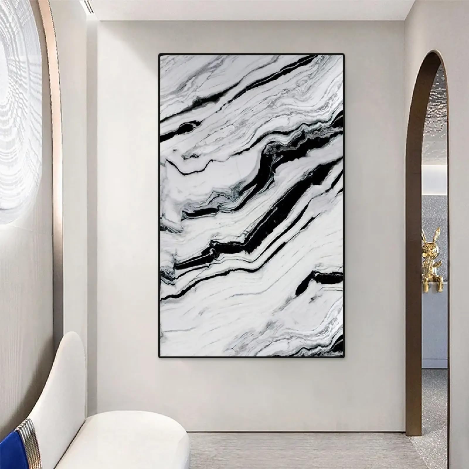 Décoration de pièce esthétique moderne tableau noir et blanc pour salon chic