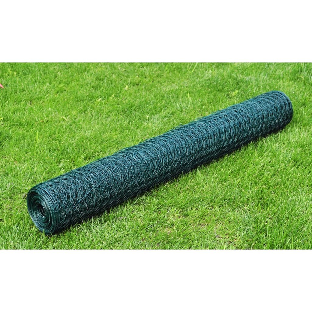 Recinzione in Rete per Pollaio Rivestita in PVC 25x0,5 m Verde,Recinzione in Rete per Pollaio,Recinzioni per Pollaio,Rete per Pollame-140404