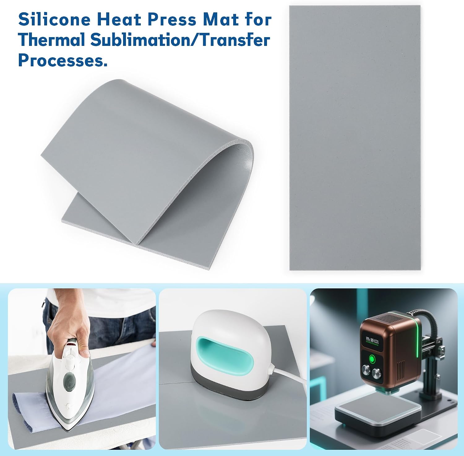 LETORIA 4PCS Silicone Heat Press Pad 1/8"x4"x8" Heat Press Cover Mat Heat Resistant to 536°F for Hat HTV Transfer Vinyl Ironing DIY Small Business Home Use