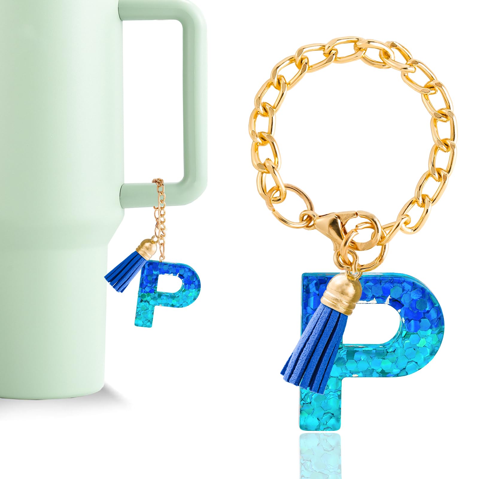 Letter Charm Accessories for Stanley Cup 1 PCS Cute Initial Keychain Handle Charm for Stanley Tumbler for Women