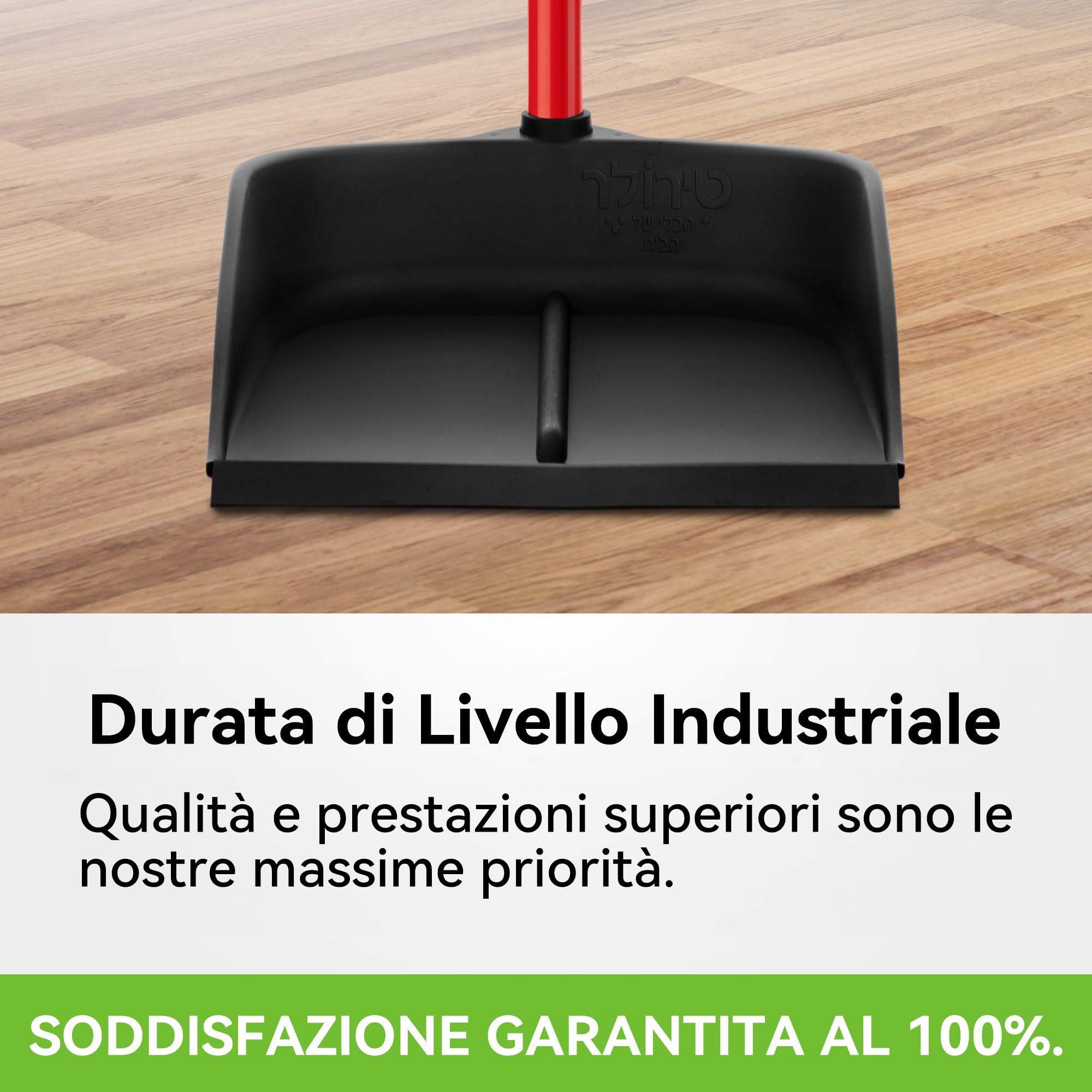 Tyroler Paletta Magica | 100% Gomma Naturale | Manico Antiruggine in Alluminio 105cm | Design da Appoggio | Compatibilità Universale con Scope