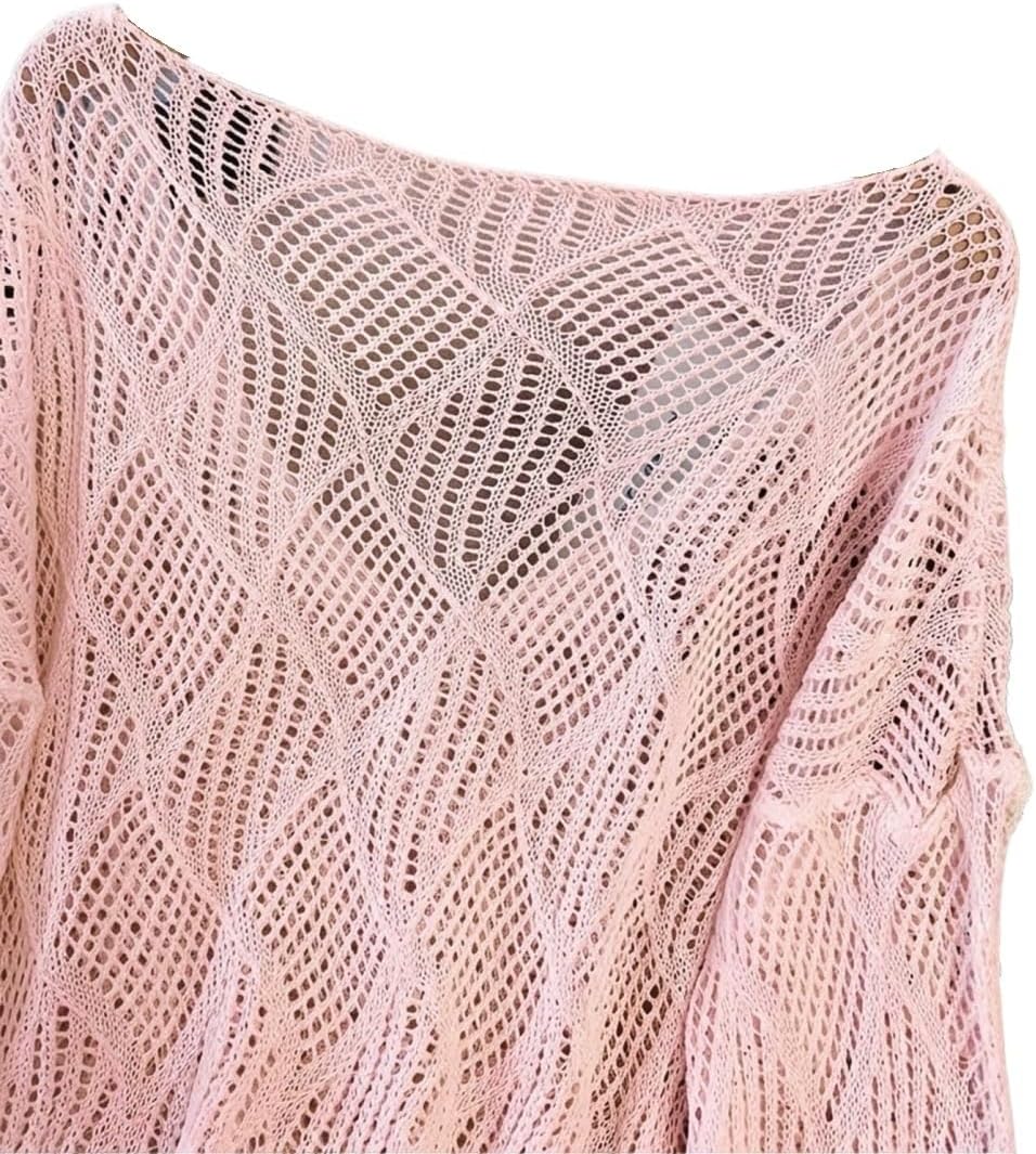 Women's V-Neck Hollow Loose Knit Cover Up, Cover-Up For Beach, Spring/Summer cover ups for swimwear