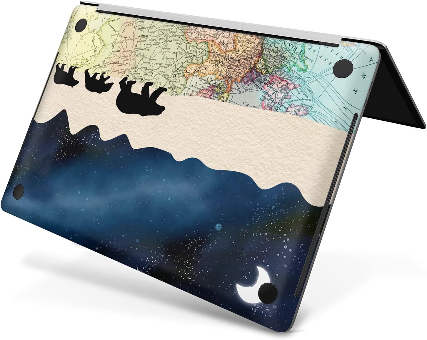 Mertak Vinyl Skin Compatible with MacBook Air 13 M2 M1 2023 2022 Pro 16 inch 15 14 2021 2020 2019 Map Family Animal Laptop Arctic Wrap Cover Polar Bear Top Keyboard Cute Sticker Print Night Sky