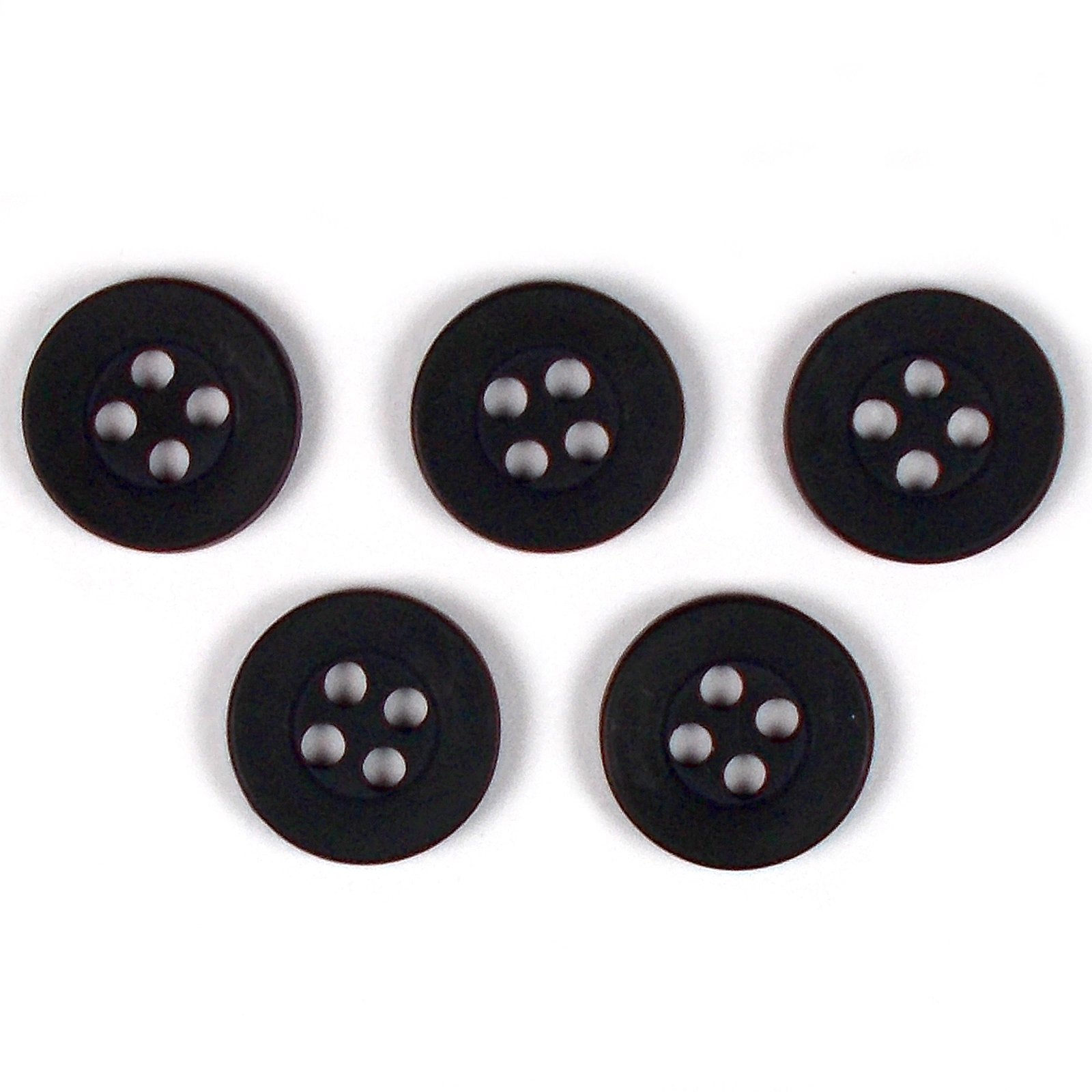 Push The Button Dark Brown Colour 4 Hole Round Shirt Buttons 10Mm Wide Pack Of 5 (Dark Brown)