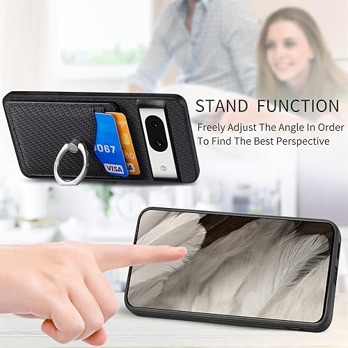 Miniatura 3 de Asuwish Funda de teléfono para Google Pixel 8 5G con protector de pantalla de vidrio templado y soporte de anillo delgado, soporte para tarjeta de