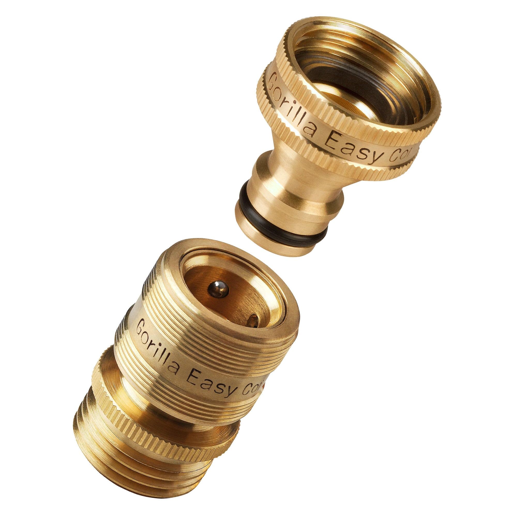 GORILLA EASY CONNECT Locking Garden Hose Quick Connect Fittings. ¾ Inch GHT Solid Brass. (1)