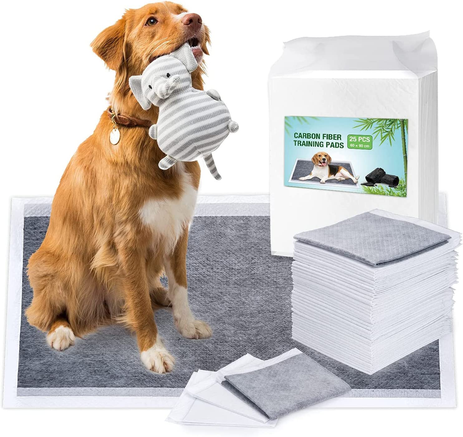 Carbon Fiber Puppy Pads Extra Large - Leak-Proof and Super Absorbent Dog Pet Training Pads&Mats, Multi Layered Dog Cat Pee Pads(90 * 60CM,25Pack)