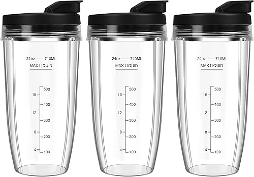 Vasos de licuadora de repuesto para Ninja, vasos de licuadora Ninja de 24 onzas con tapas para llevar compatibles con Ninja BN401, BL450, BL456,