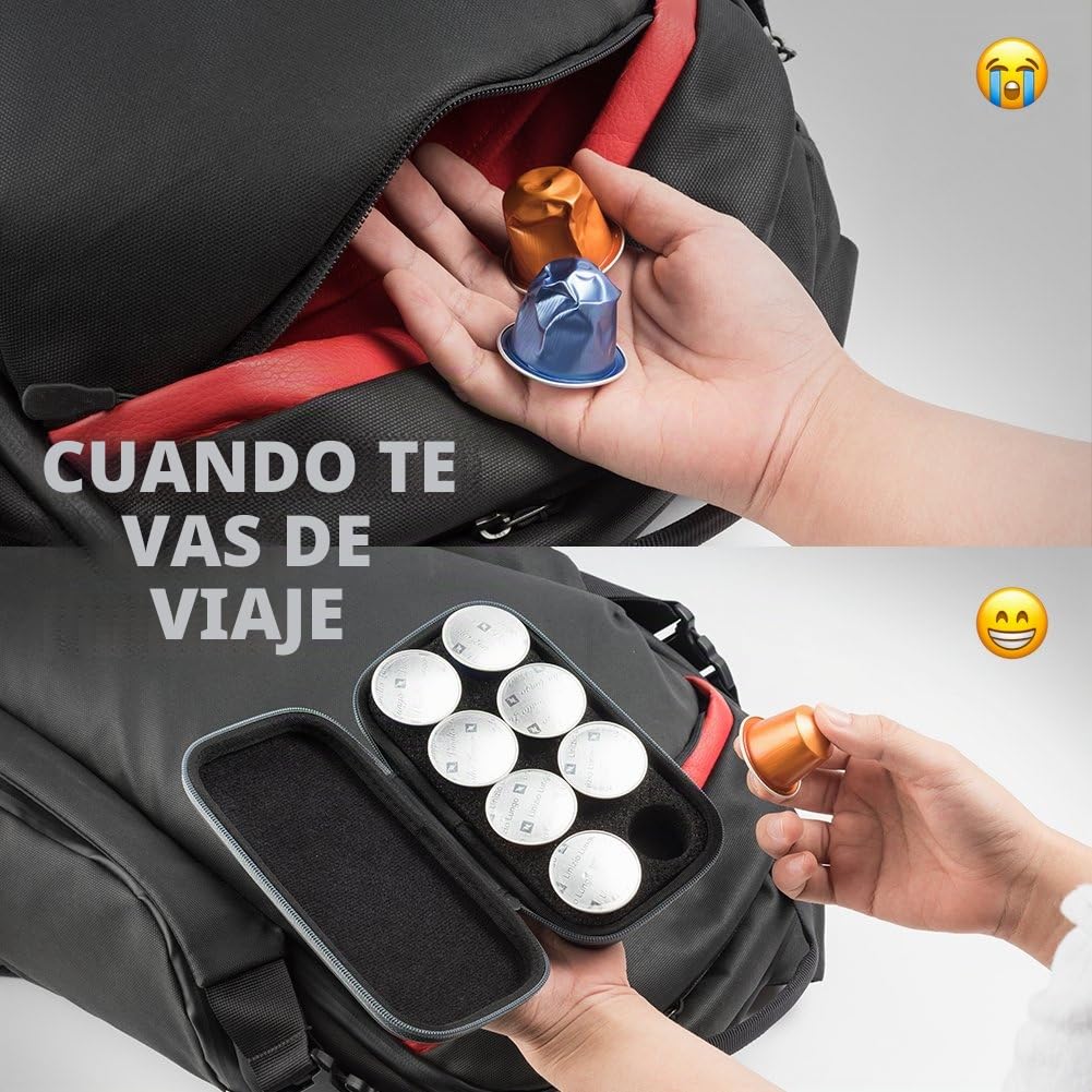 ROMAUNT Estuche portátil para Cápsulas de café compatibles con Nespresso,Rígida Protector Bolsa de Almacenamiento ligero organizador,Compañero de Minipresso y Nanopresso(Marrón)
