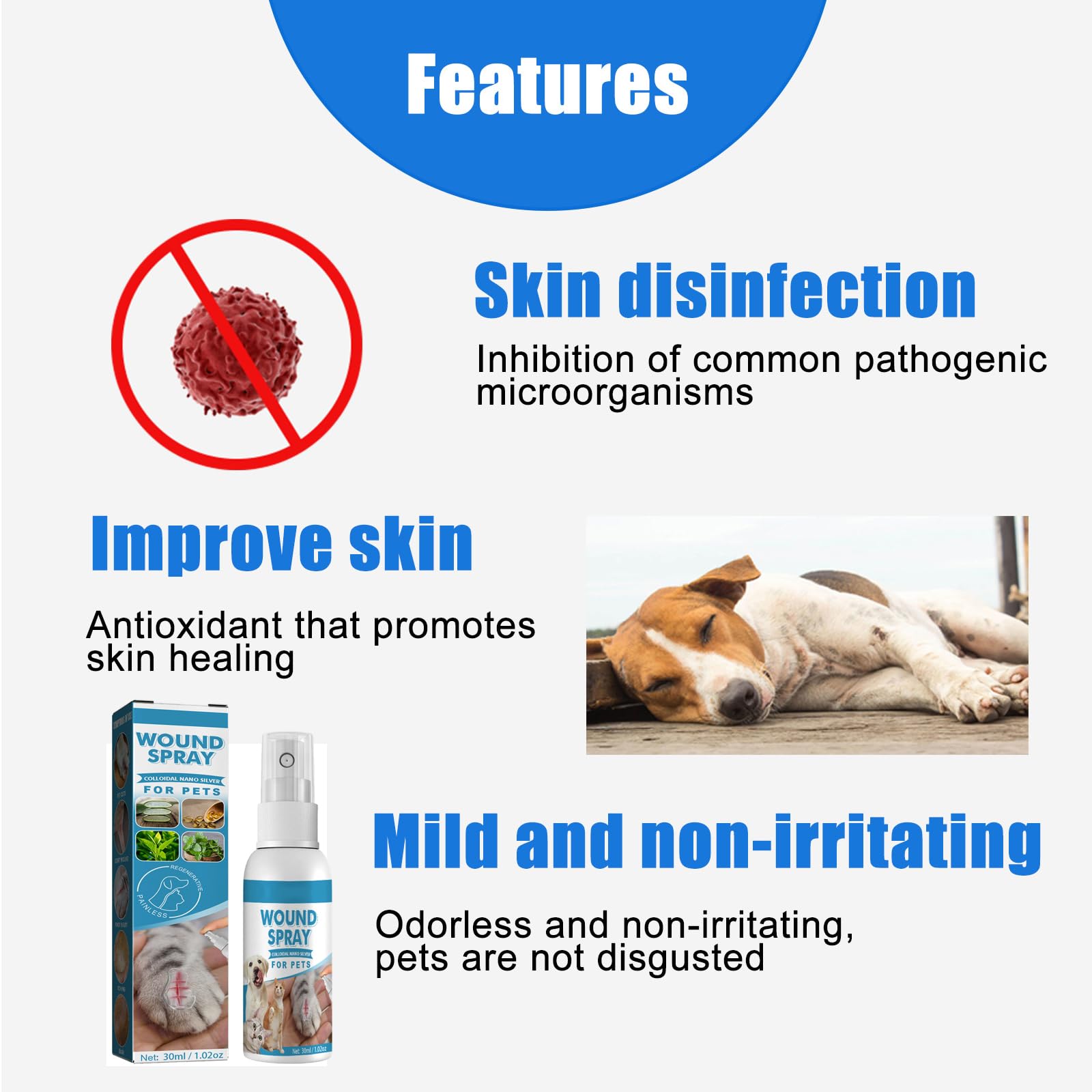 Spray de Guérison pour Animaux,Pansement Liquide pour Plaies Chien,Spray de Cicatrisation pour Animaux de Compagnie,Spray de Guérison des Plaies,Spray deNettoyage pour Animaux de Compagnie