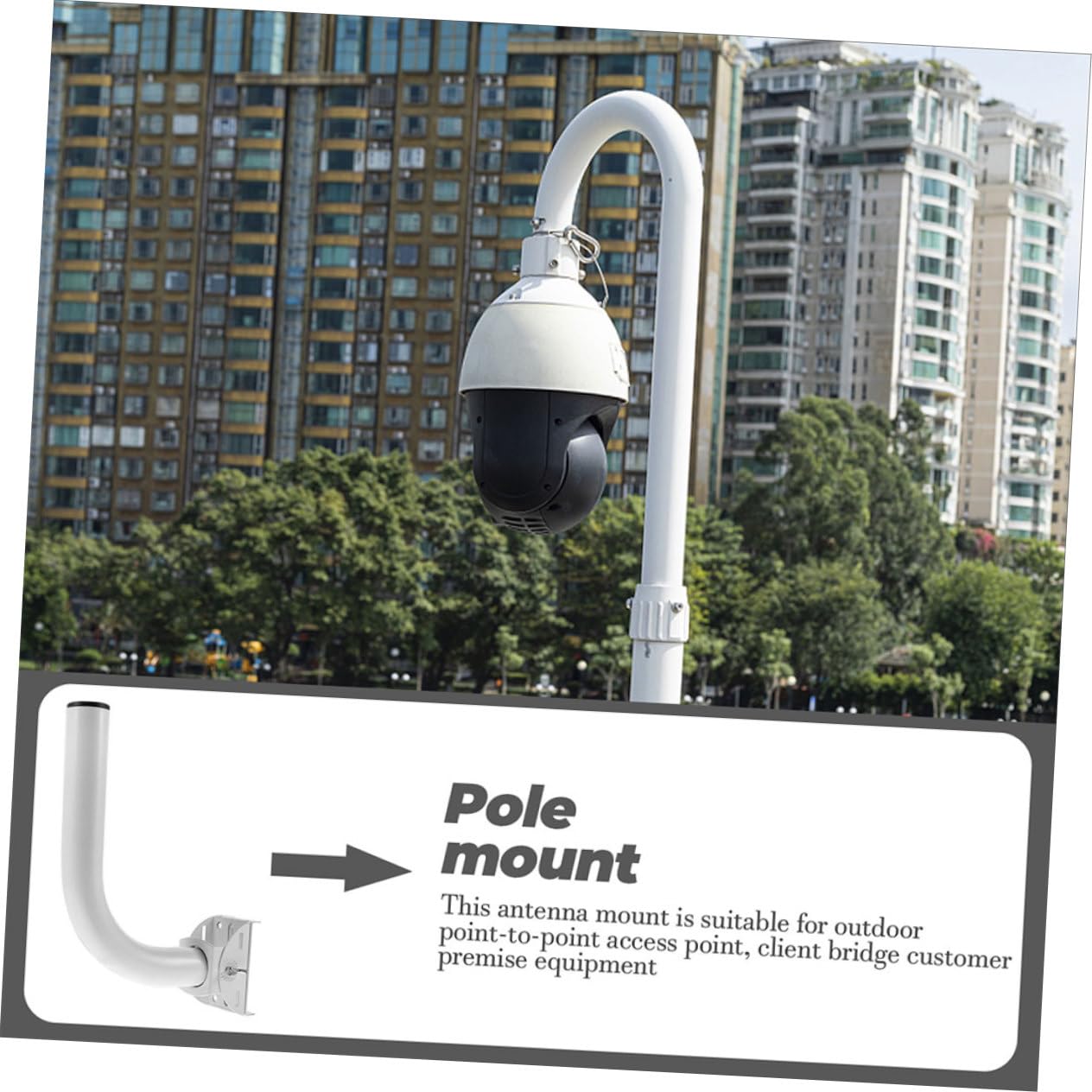Mât de Fixation D'antenne Réglable en Acier Inoxydable, 2 Pièces | Support Mural Extérieur, Structure Simple et Fiable, Installation Facile, Blanc, pour Antenne et Réseau