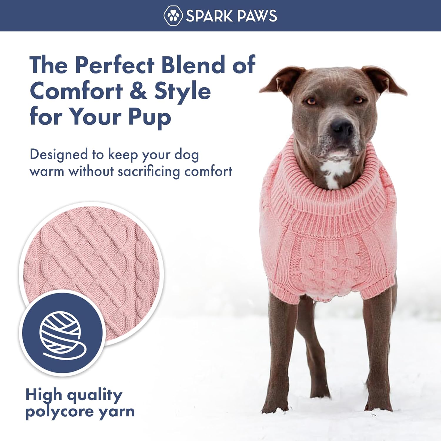 Spark Paws Knit Dog Sweater – Ultra Soft Warm Winter Dog Sweater for Small, Medium & Large Dogs – Stretch Fit Pet Sweater for French Bulldog, Pitbull, Girl & Boy Dogs Jacket, (Pink Cableknit, 4XL)