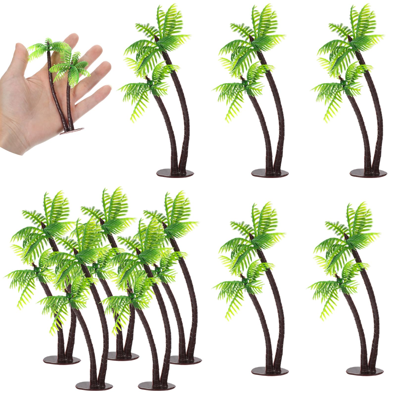 Dplolng 10 Pcs Mini Palm Tree,Palm Tree Cake Topper Miniature Coconut Trees Model for Micro Aquarium Garden Building Landscape Sandbox