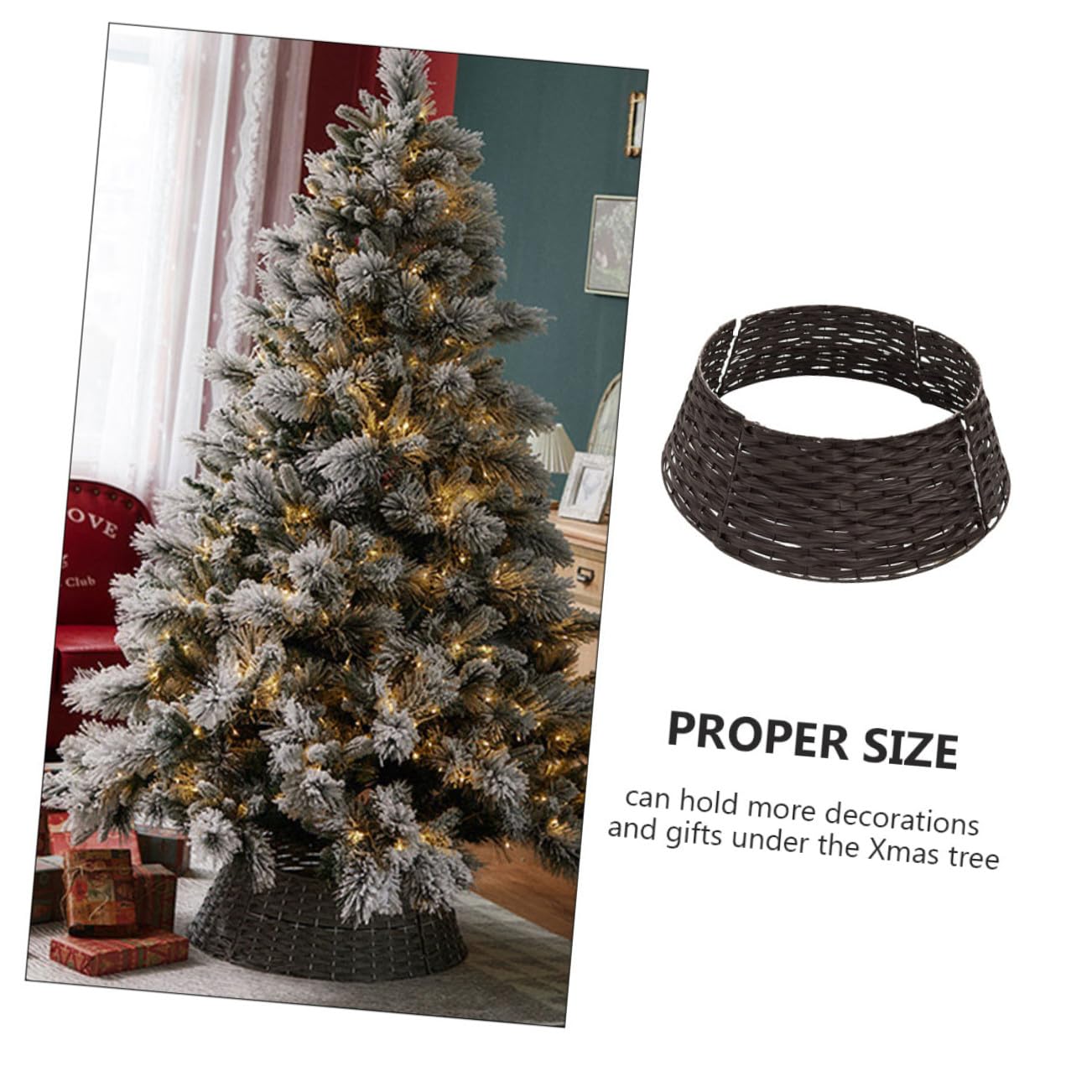 Alipis Gonna Base Resistente Copertura Sotto Albero Riutilizzabile per Interni Ed Esterni Decorazione Natalizia Negozi e Bar Collare Recinto Festivo Marrone Large